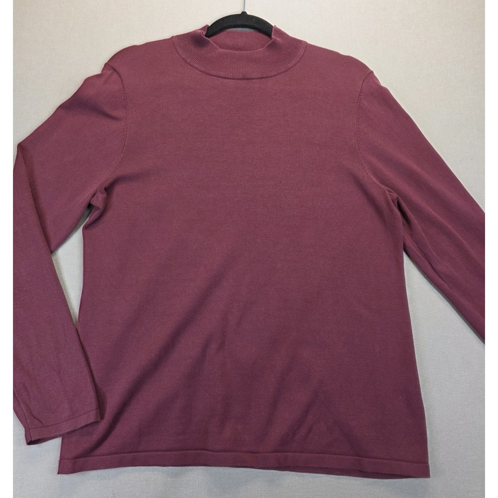 Pendleton Mock Neck Long Sleeve Top Large Burgandy Silk Blend‎ Classic Layering